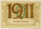 New Year Greetings 1911 Postcard