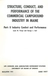 B741: Structure, Conduct, and Performance of the Commercial Campground Industry in Maine Part II: Industry Conduct and Performance by Louis W. Pompi and George J. Seel