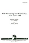TB158: Milk Processing and Distribution Costs: Maine 1993 by Stephan C. Howick, George K. Criner, and Stephen L. Jacobs