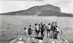 Lake Scene - Swimmers on Pier (Untitled) by Bert Call