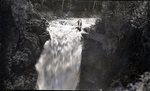 Two Men Overlooking Onawa Area Waterfall by Bert Call