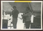 Musicians Play on Stage-Franco American Festival Parade, Lewiston Maine by Franco-American Programs, Orono, ME