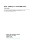 Kaliss (Anthony M.) Research Material, 1759-2013