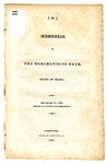 Memorial of the Merchants of Bath, State of Maine, December 12, 1820 by Unidentified