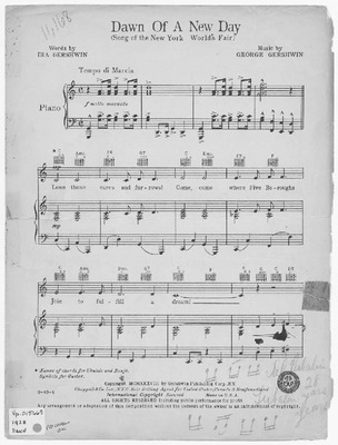 Dawn Of A New Day Song Of The New York World S Fair By George Gershwin And Ira Gershwin