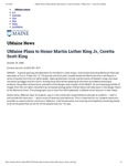 The University of Maine News article on "UMaine Plaza to Honor Martin Luther King Jr., Coretta Scott King" by University of Maine