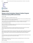 The University of Maine News article on "Women in the Curriculum, Women's Studies Program Announce Spring 2008 Lunch Series" by University of Maine