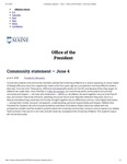 The University of Maine Office of the President's Community Statement on Racist behaviors of a Prospective Incoming UMaine Student by University of Maine