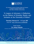 A Legacy of Advocacy: A Reflection on the History of Diversity, Equity, and Inclusion at the University of Maine Poster