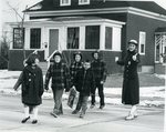 Orono, Maine, Mrs. Anderson with Kids on Park Street by Jim Garvin