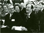 Hugh Young with U.S. Vice President Hubert Humphrey by University of Maine